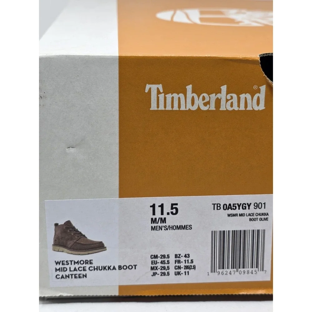 Timberland Size 11.5 Mens Westmore Mid Lace Moc-Toe Chukka Boots Canteen New